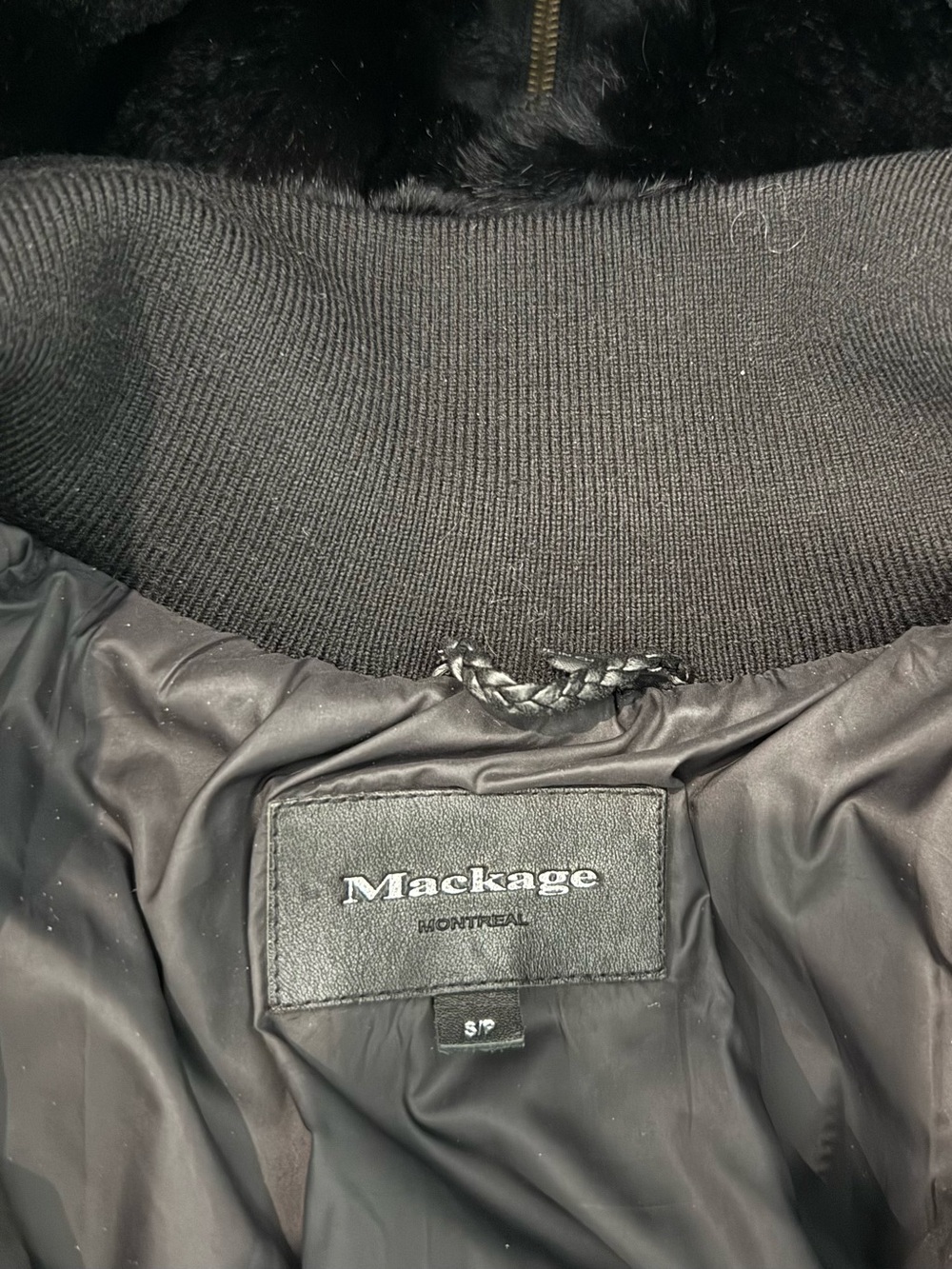 Mackage Black Long Puffer Coat with Faux Fur Trim - Picture 3 of 4